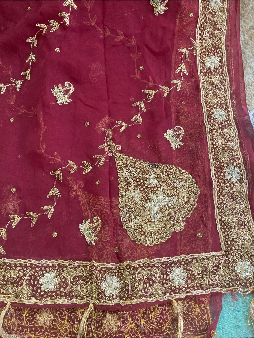Antique shawl made in India hand beaded
